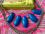 Big Blue Bead and Chain Necklace -  In Her Shoes YW