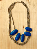 Big Blue Bead and Chain Necklace -  In Her Shoes YW